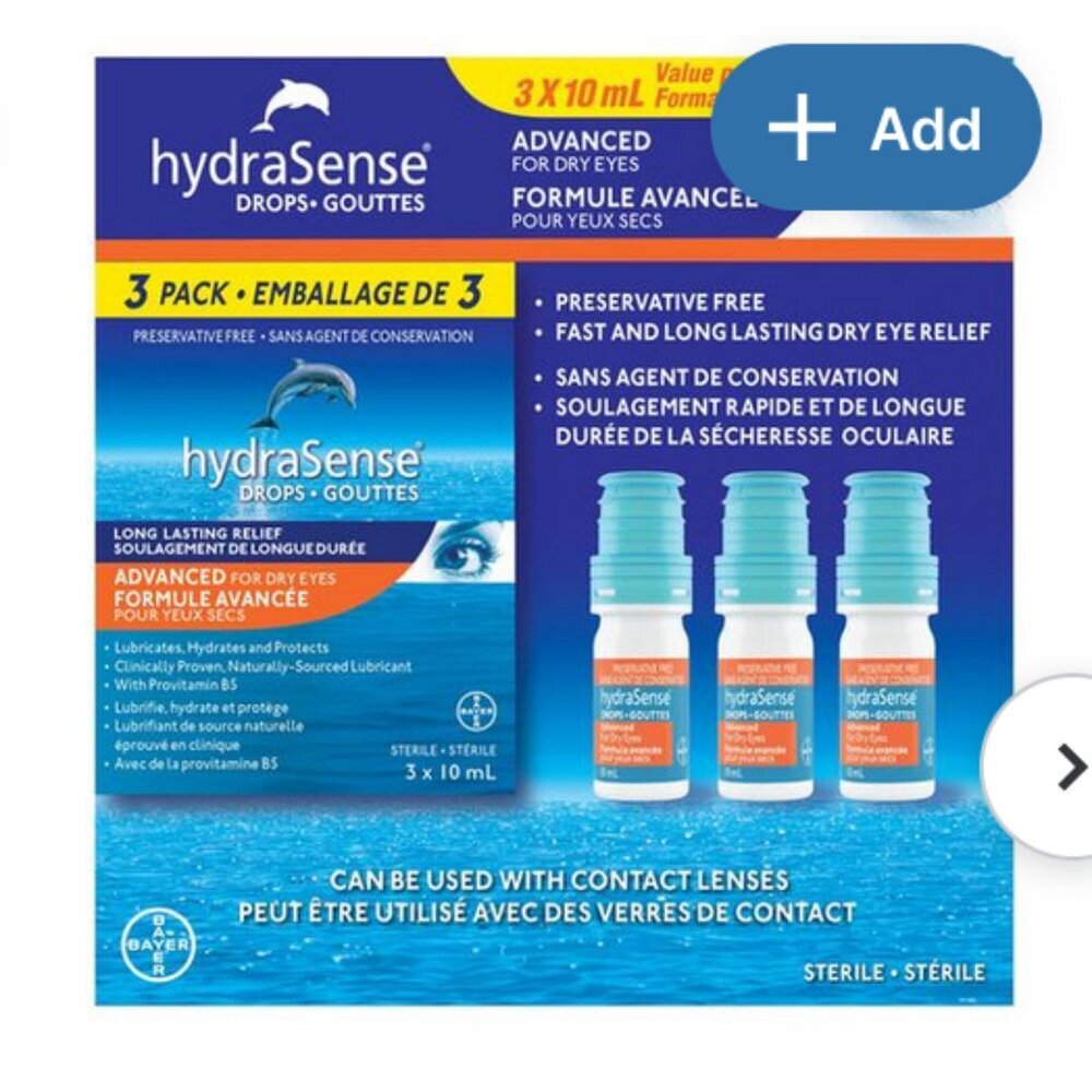 hydrasense drops advanced for dry eyes 3x10mL
